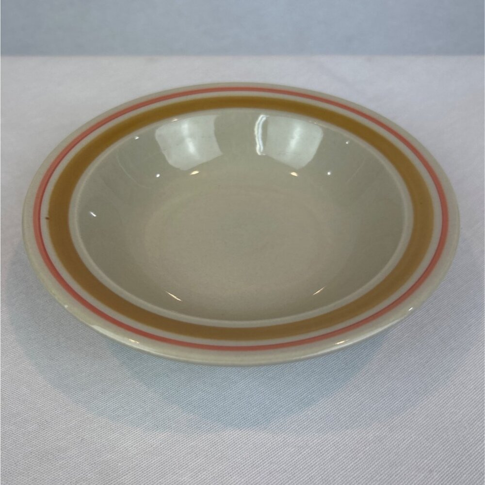 Vintage Newcor Stoneware Bowl With Retro Stripes Made In Japan
